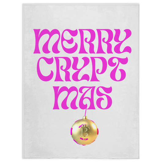 Merry Cryptmas | White & Pink Xmas Ornament Minky Blanket