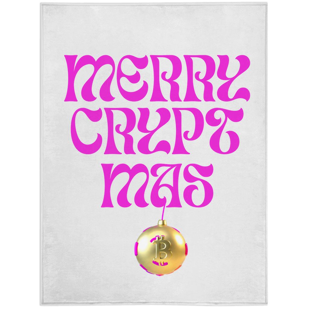 Merry Cryptmas | White & Pink Xmas Ornament Minky Blanket